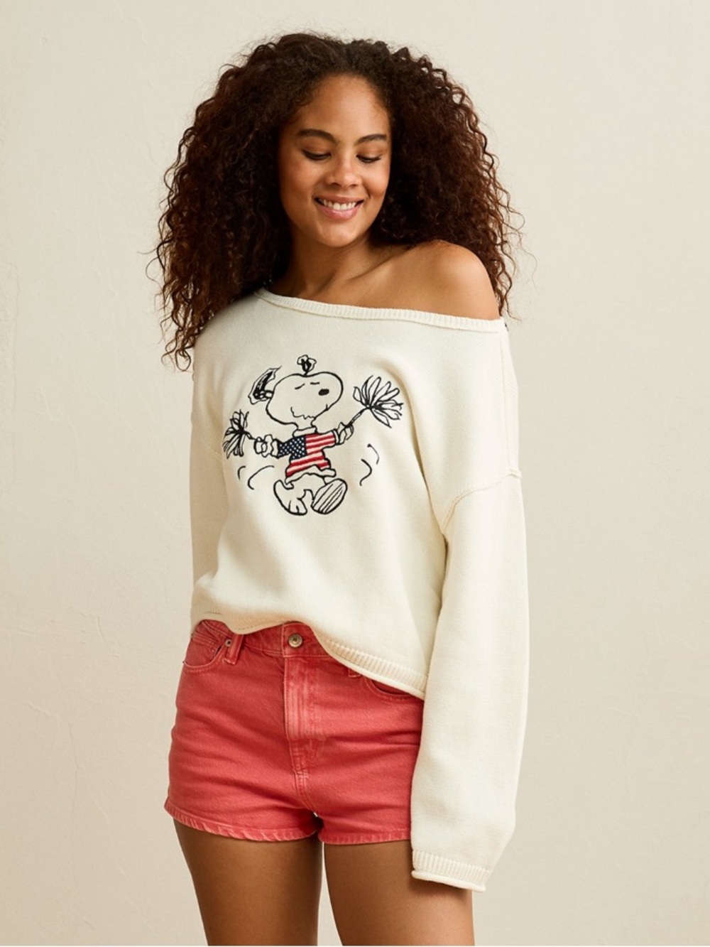 🐩 American Eagle Snoopy Fireworks Sweater🎇